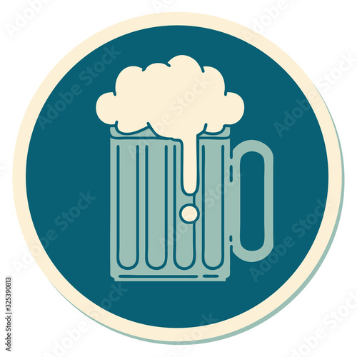 tattoo style sticker of a beer tankard