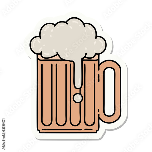 tattoo style sticker of a beer tankard