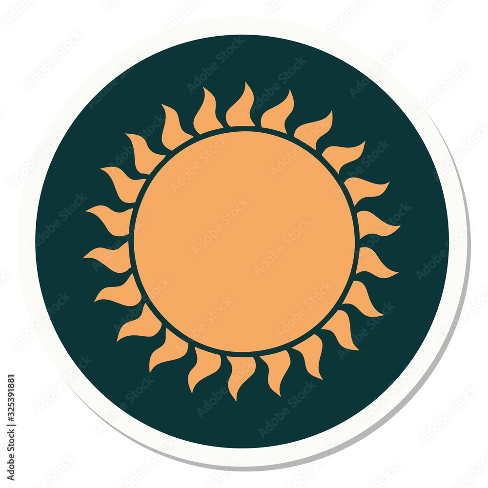 tattoo style sticker of a sun tattoo style sticker of a sun