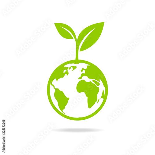 Eco icon. green earth
