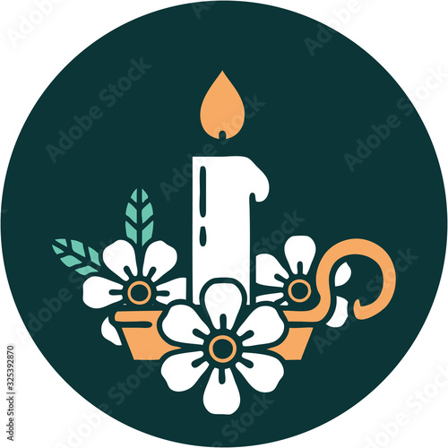 tattoo style icon of a candle holder