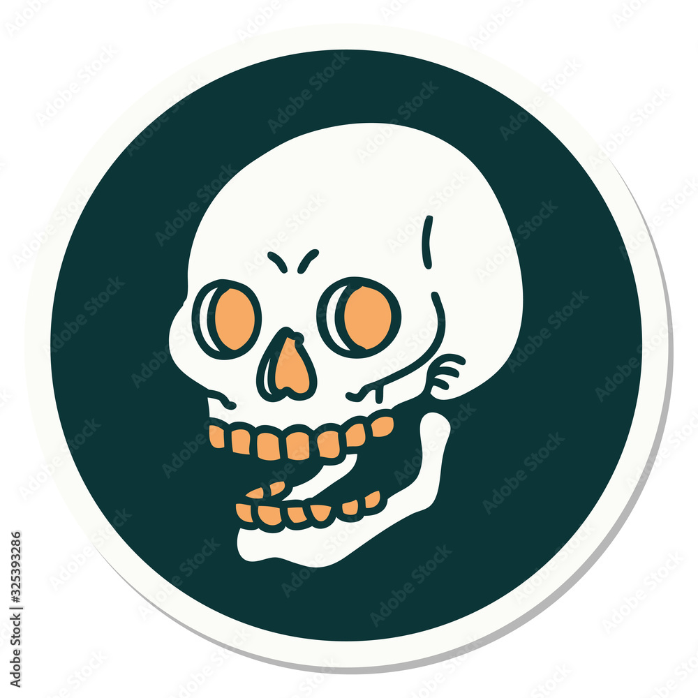 tattoo style sticker of a skull tattoo style sticker of a skull