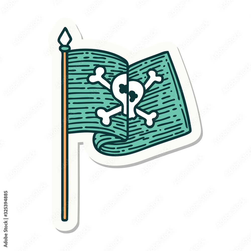 tattoo style sticker of a pirate flag tattoo style sticker of a pirate flag