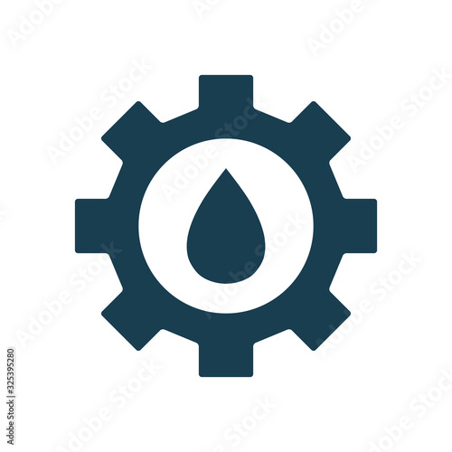 Isolated oil drop inside gear silhouette style icon vector design