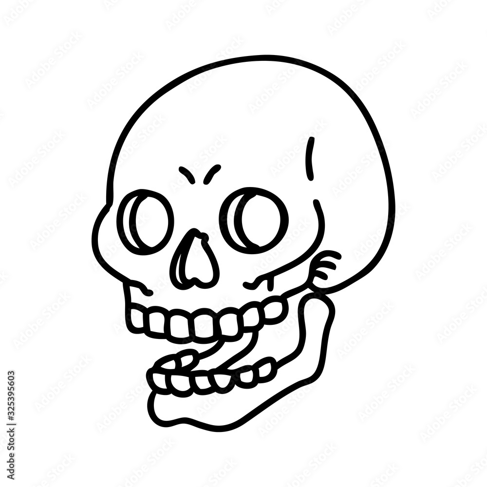 black line tattoo of a skull black line tattoo of a skull