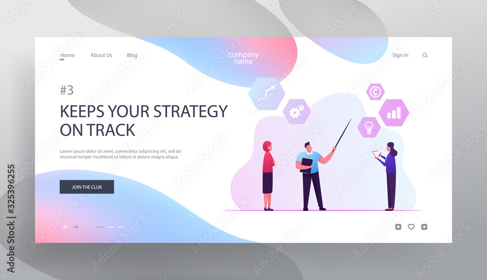 Key Performance Indicator Website Landing Page. Businessman Pointing Kpi Points, Objective, Measurement Optimization, Strategy Performance Evaluation Web Page Banner. Cartoon Flat Vector Illustration