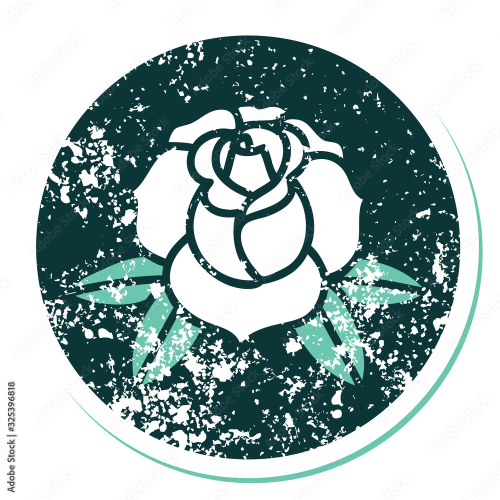 distressed sticker tattoo style icon of a flower distressed sticker tattoo style icon of a flower