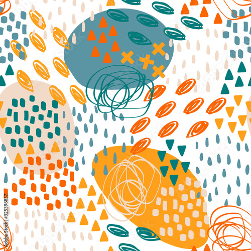 Trendy creative background with abstract colorful shapes. Memphis background ...