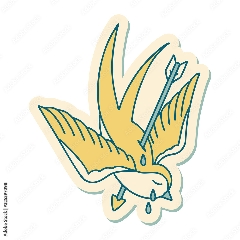 tattoo style sticker of a swallow crying tattoo style sticker of a swallow crying