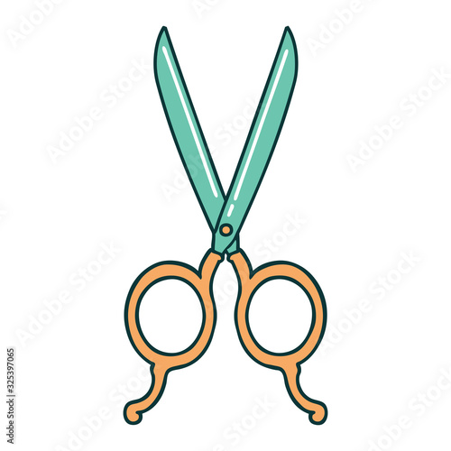 tattoo style icon of barber scissors