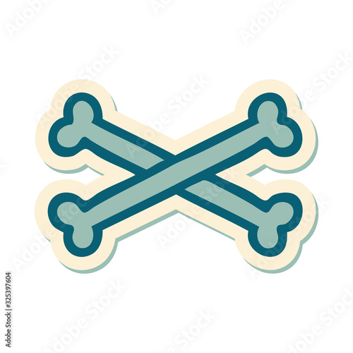 tattoo style sticker of cross bones