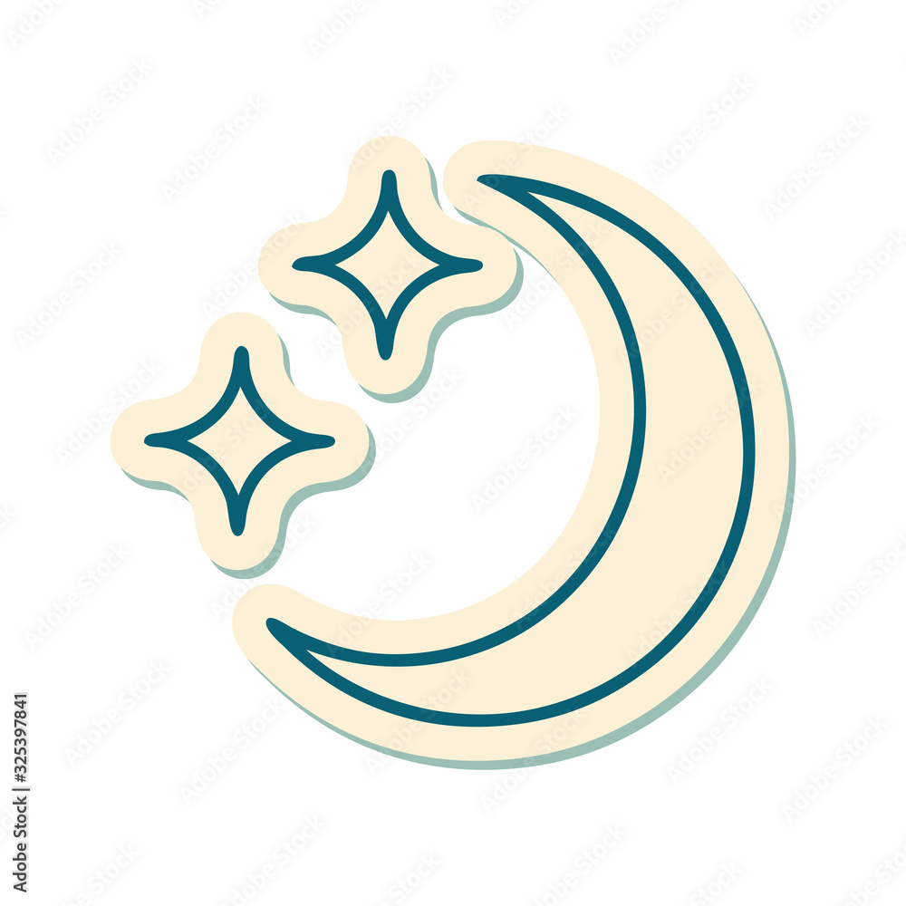 tattoo style sticker of a moon and stars tattoo style sticker of a moon and stars