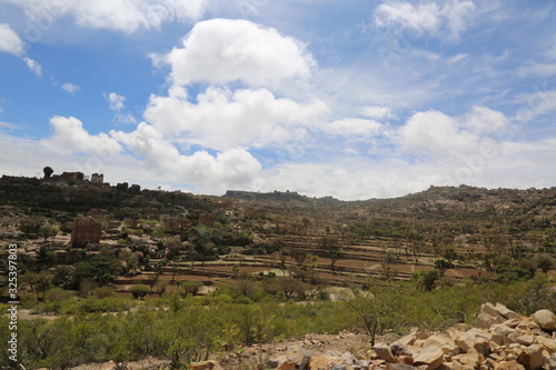 Taiz / Yemen - 30 Apr 2016 : Mountainous terrain in Alturba area in the west of Taiz City, Yemen. photo