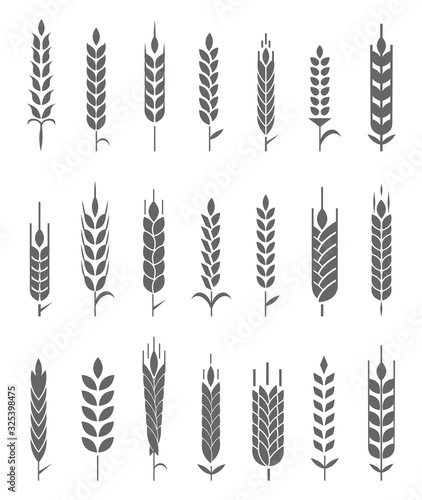 Wheat Ears Icons and Logo Set. Organic wheat  bread agriculture and natural eat.