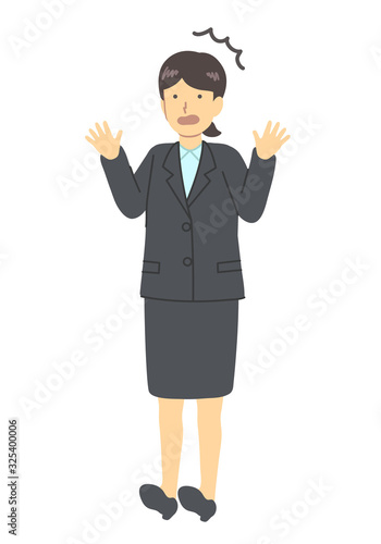   驚くスーツを着た女性