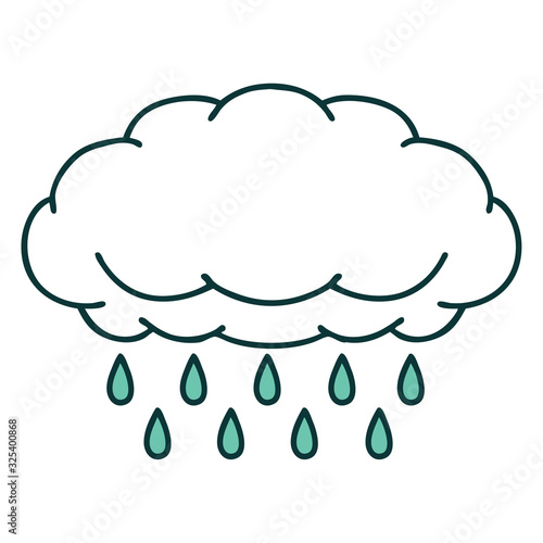 tattoo style icon of a cloud raining