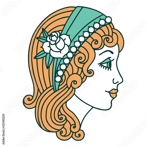 tattoo style icon of a gypsy head