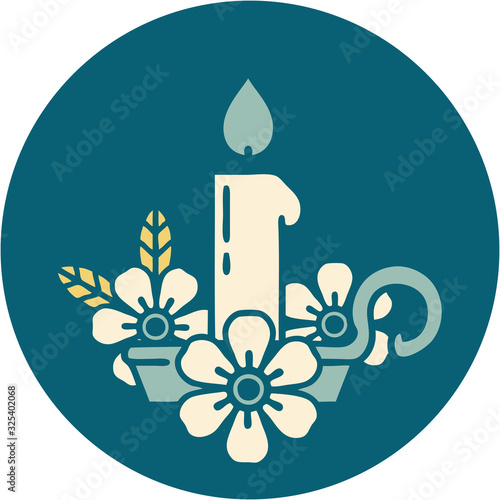 tattoo style icon of a candle holder