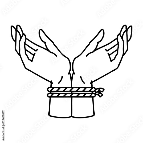 black line tattoo of a pair of tied hands