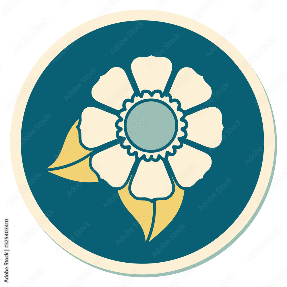 tattoo style sticker of a flower tattoo style sticker of a flower