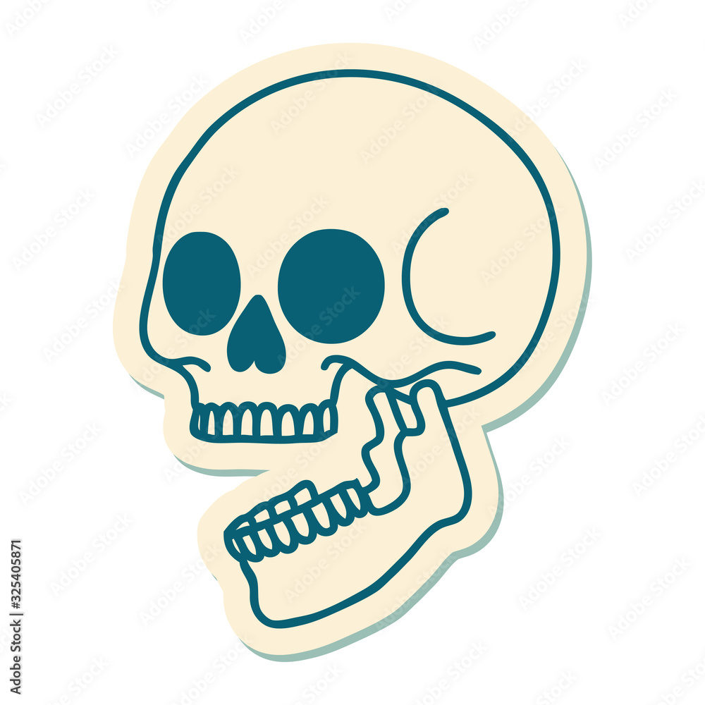 tattoo style sticker of a skull tattoo style sticker of a skull