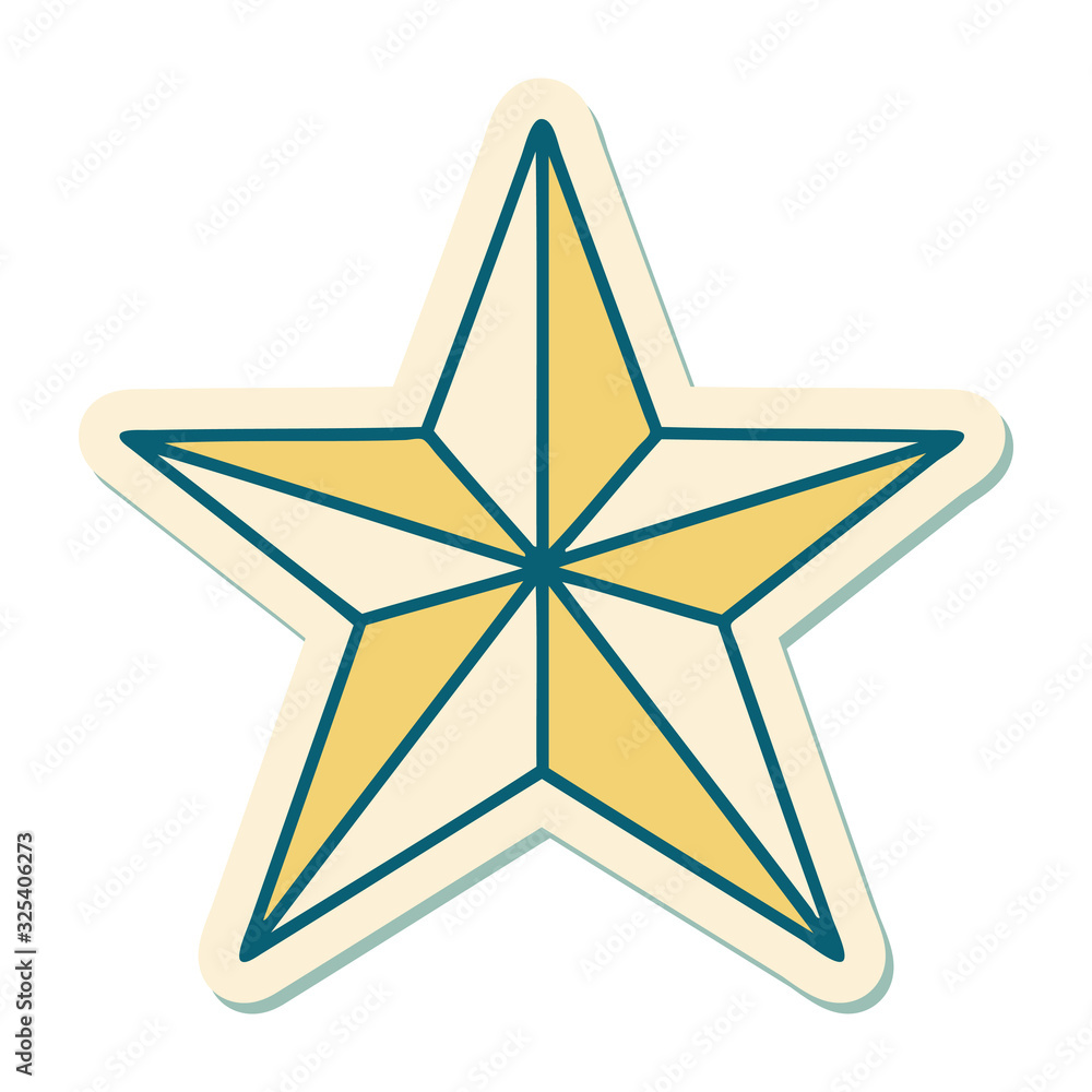 tattoo style sticker of a star tattoo style sticker of a star