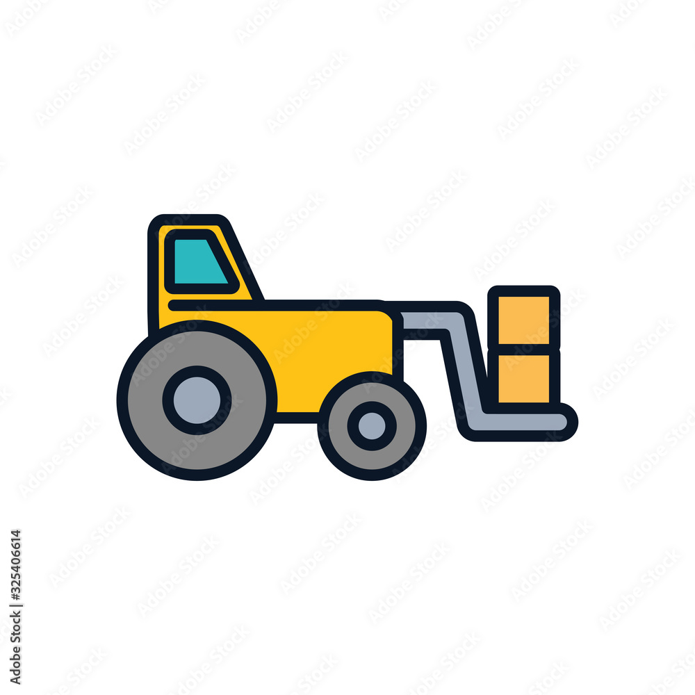 Isolated tractor line fill style icon vector design Isolated tractor line fill style icon vector design