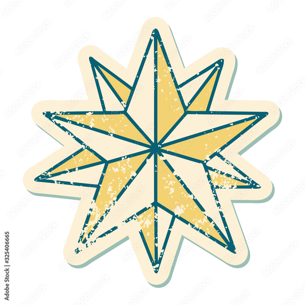 distressed sticker tattoo style icon of a star distressed sticker tattoo style icon of a star