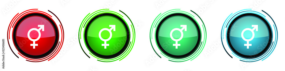 Sex round glossy vector icons, set of buttons for webdesign, internet and mobile phone applications in four colors options isolated on white background Sex round glossy vector icons, set of buttons for webdesign, internet and mobile phone applications in four colors options isolated on white background