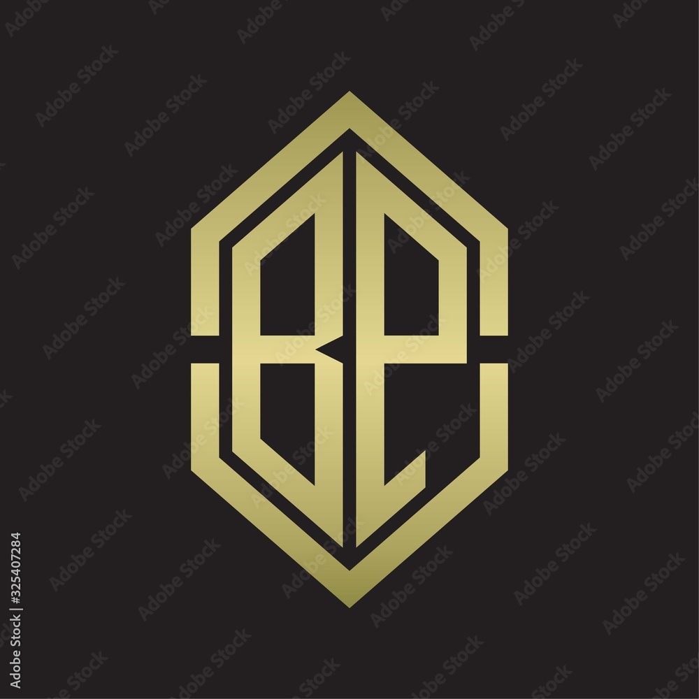 BP Logo monogram with hexagon shape and outline slice style with gold colors BP Logo monogram with hexagon shape and outline slice style with gold colors