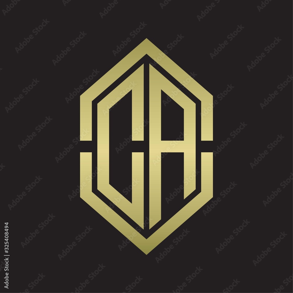 DA Logo monogram with hexagon shape and outline slice style with gold colors DA Logo monogram with hexagon shape and outline slice style with gold colors