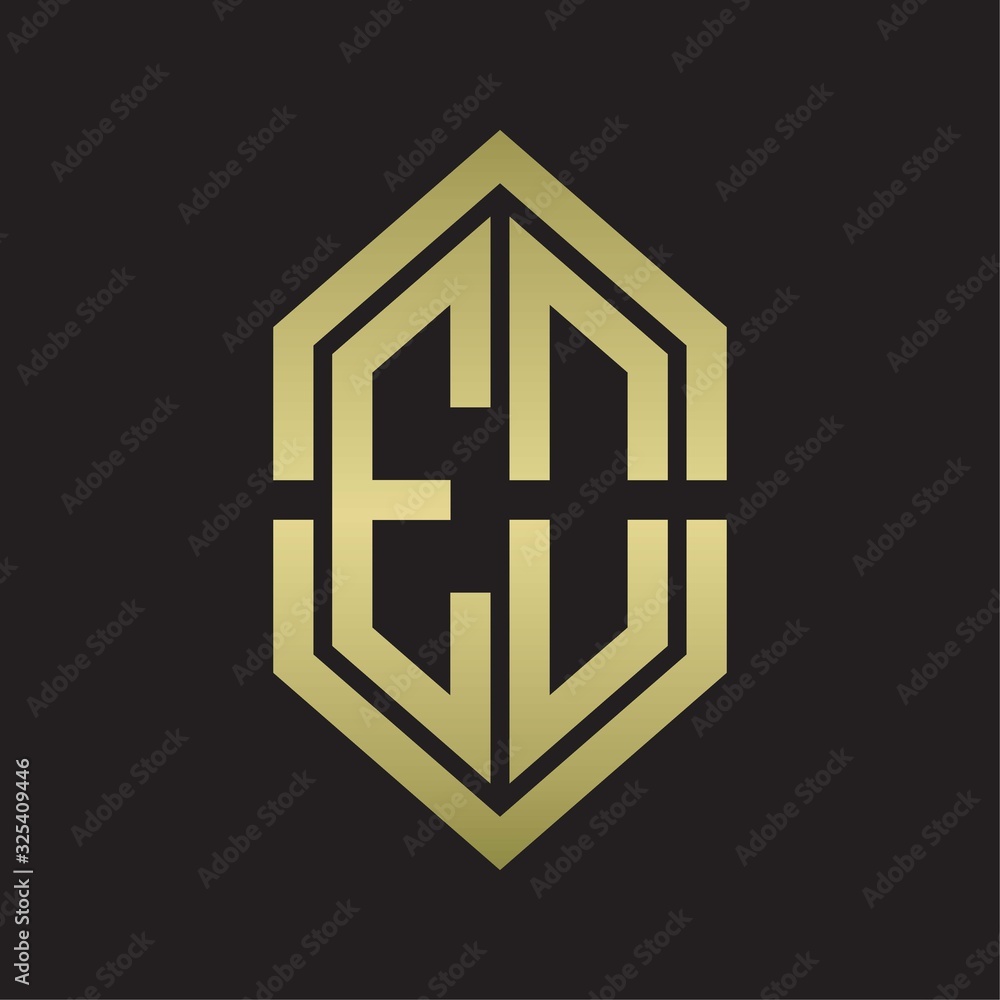 EO Logo monogram with hexagon shape and outline slice style with gold colors EO Logo monogram with hexagon shape and outline slice style with gold colors
