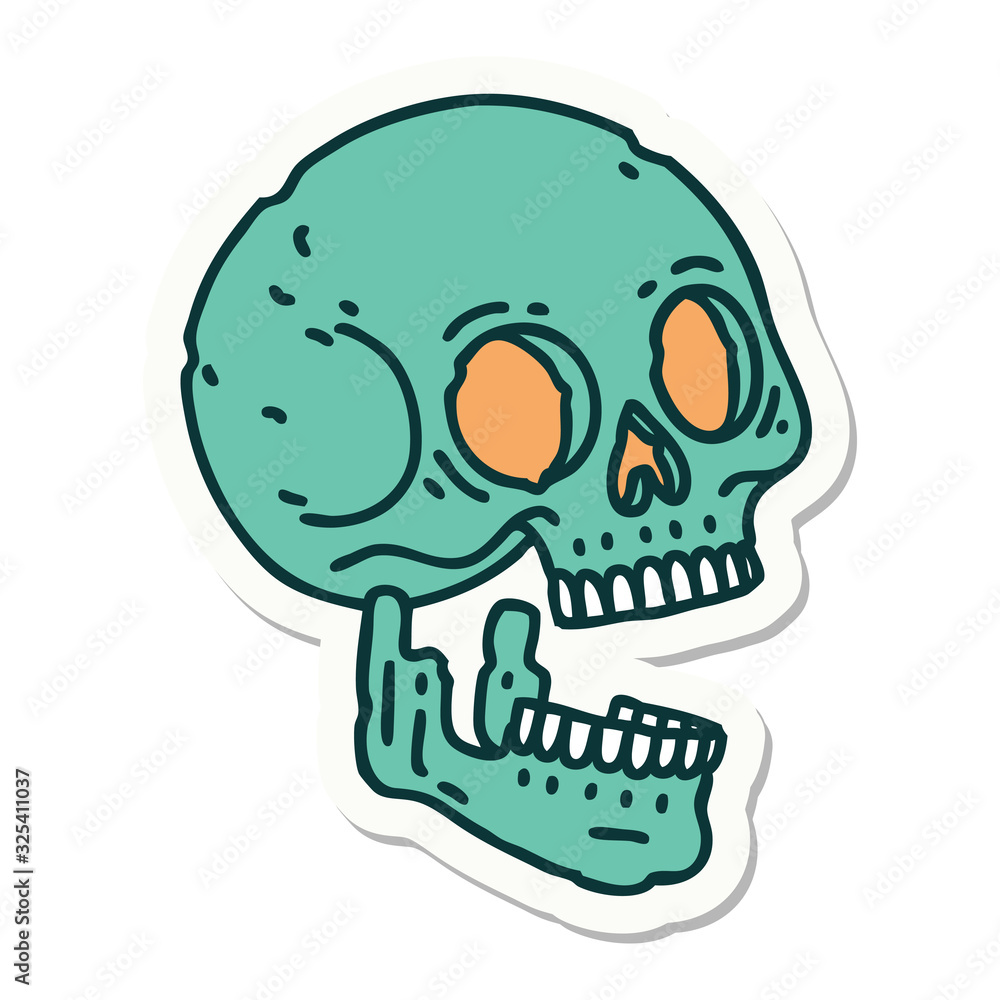 tattoo style sticker of a skull tattoo style sticker of a skull