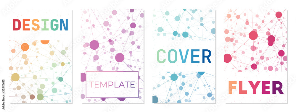 Vector set of cover designs. Can be used as cover, banner, flyer, poster, business card, brochure. Attractive geometric background collection. Powerful vector illustration.