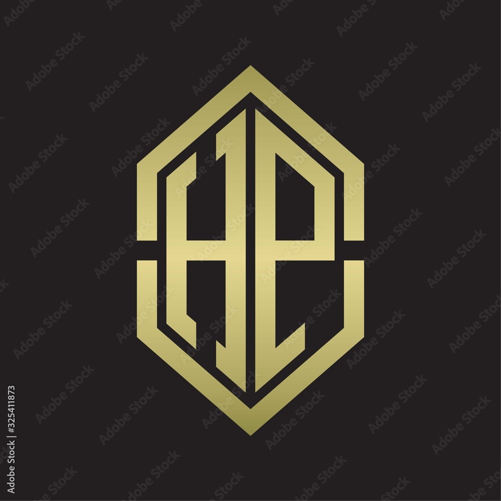HP Logo monogram with hexagon shape and outline slice style with gold colors HP Logo monogram with hexagon shape and outline slice style with gold colors