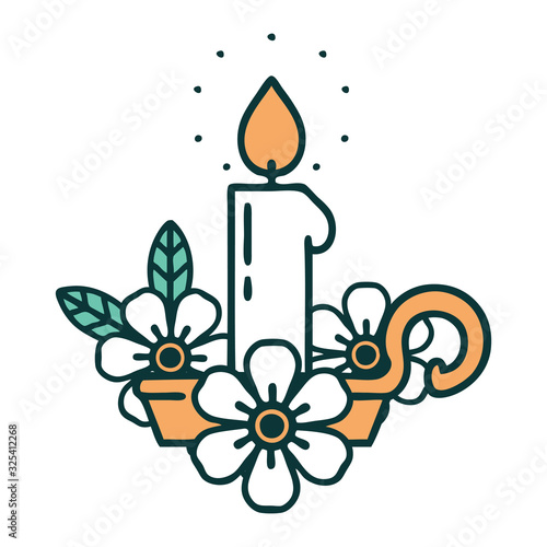 tattoo style icon of a candle holder