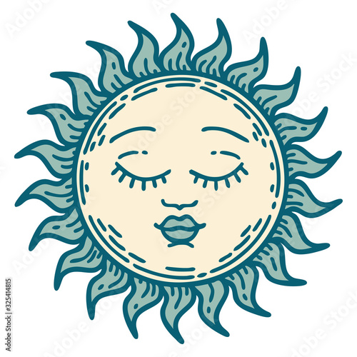 tattoo style icon of a sun