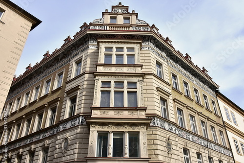 Prague, capilal city of Czech republic,coloured facades of houses in center