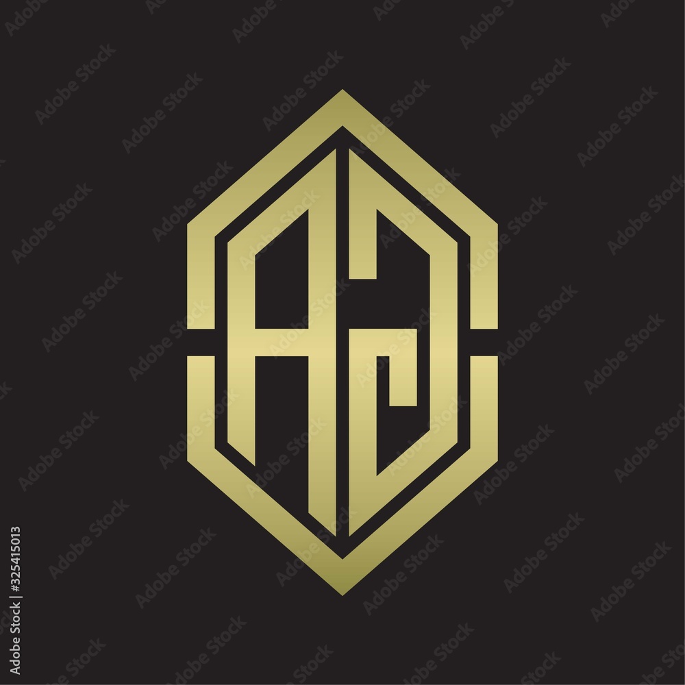 AG Logo monogram with hexagon shape and outline slice style with gold colors AG Logo monogram with hexagon shape and outline slice style with gold colors
