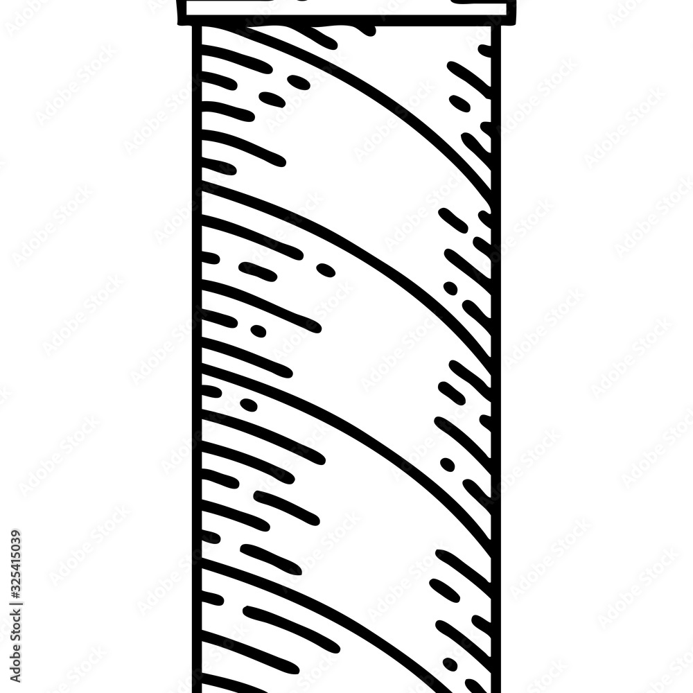 black line tattoo of a barbers pole