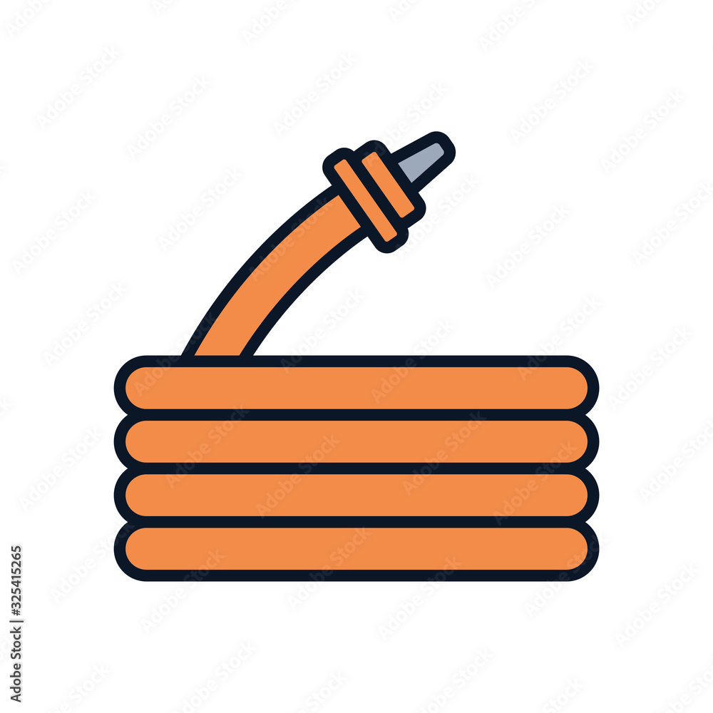 Isolated water hose tool line fill style icon vector design Isolated water hose tool line fill style icon vector design