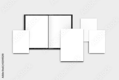 Restaurant leather menus and inserts white