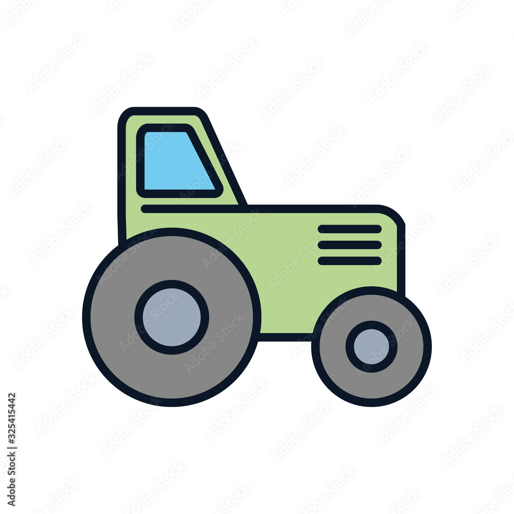 Isolated tractor line fill style icon vector design Isolated tractor line fill style icon vector design