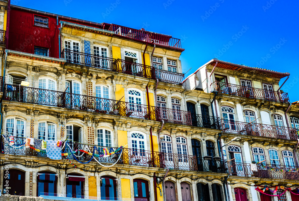 Fototapeta premium View on Colorful historic buildings in the old town of Porto, Portugal