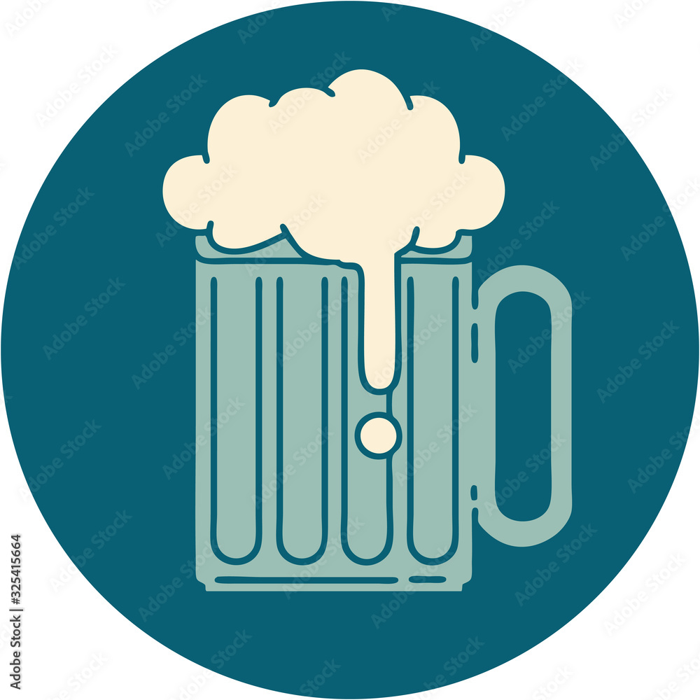 tattoo style icon of a beer tankard tattoo style icon of a beer tankard