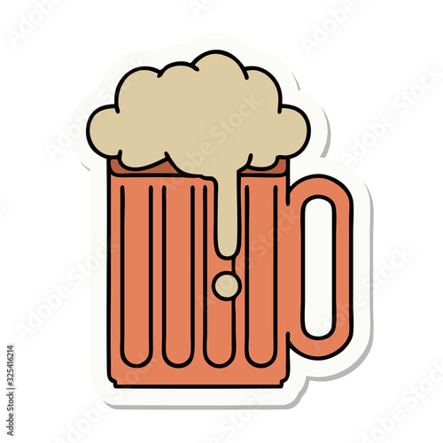 tattoo style sticker of a beer tankard