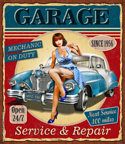 Vintage garage retro poster