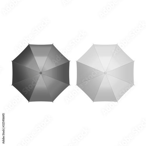 Set of umbrella top view isolated on white background. Vector illustration.