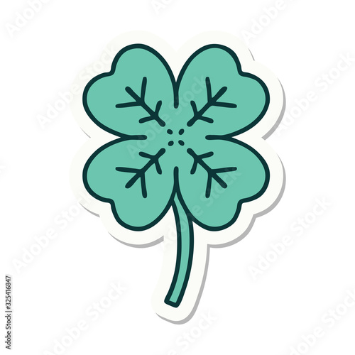 tattoo style sticker of a 4 leaf clover