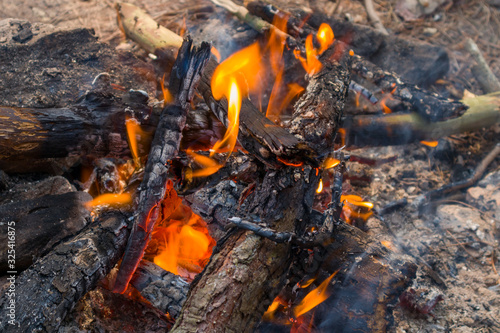 Bonfire fire close-up as a blur background. 